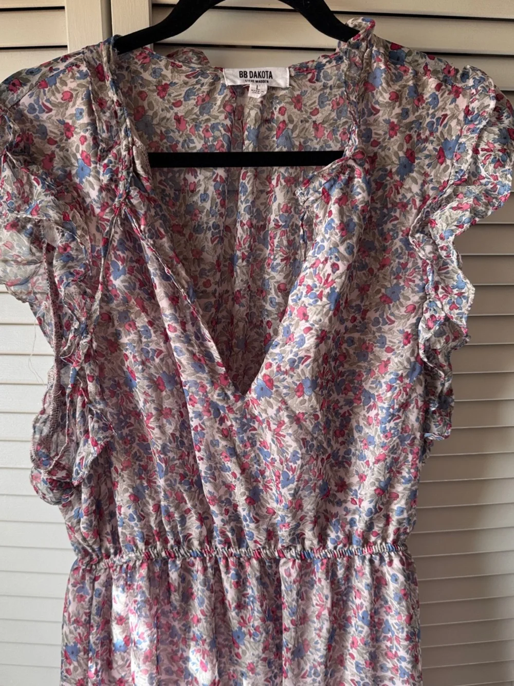 BB Dakota Pink Floral Ruffle Midi Dress - Picture 2 of 5